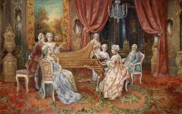 A social gathering in a saloon by Stephan Sedlacek